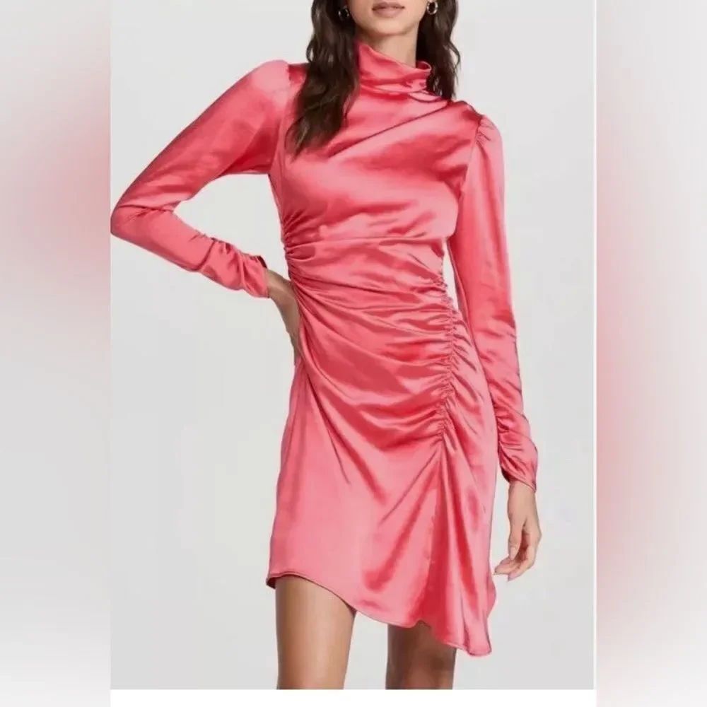 A.L.C Joss Ruched Asymmetric Satin Dress Sz 2